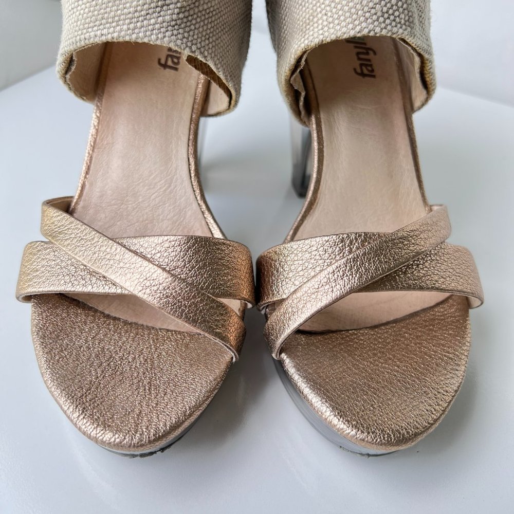 FARYL ROBIN Drea Metallic Clear Heel Platform Ankle Booties - Picture 3 of 12